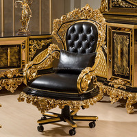 Bureau et chaise de style européen en bois massif sculpté style français palais villa feuille d'or bureau chaise pivotante meubles d'étude