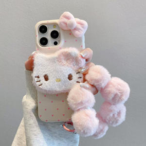 Étui de téléphone portable en cuir antichoc avec poignée et support miroir pour <span class=keywords><strong>iPhone</strong></span> 16/15/14/13/12/<span class=keywords><strong>11</strong></span> Pro Max, motif chat de dessin animé mignon, dans un sac OPP - Product Image 5