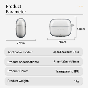 Funda de TPU de Silicona Transparente para Oppo Enco <span class=keywords><strong>Buds</strong></span> <span class=keywords><strong>3</strong></span> Pro, Compatible con <span class=keywords><strong>Airpods</strong></span> Pro, Funda para Auriculares Inalámbricos - Product Image 6