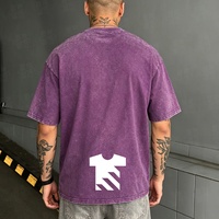 T-shirt Homme Violet en Gros pour Usine de Vêtements, 240 GSM, 100% Coton, Impression Sérigraphique, Effet Délavé Vintage Personnalisé
