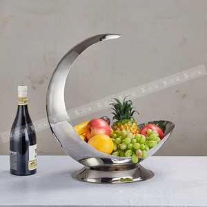 Artículos de cena de cafetería de lujo, soportes de exhibición de frutas de mesa, bandeja de frutas martillada en forma de Luna, plato seco para servir fruta dulce - Product Image 4