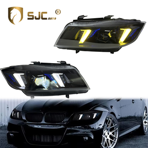 Faros Delanteros SJC <span class=keywords><strong>para</strong></span> BMW Serie 3 E90, Diseño Ojos de Serpiente, 2005-2012, Luces Delanteras Mejoradas, DRL Amarillo y Blanco - Product Image 1