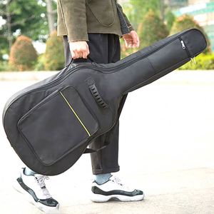Sac à dos pour guitare de 41 pouces, sacs imperméables, en nylon Oxford résistant aux déchirures, double sangle rembourrée, étui noir pour guitare, sacs à dos pour guitares - Product Image 1