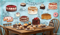 Papier peint mural moderne pour boulangerie, pâtisserie, imperméable et antistatique, autocollant, pour la décoration de restaurants et de pâtisseries