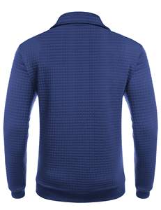 Sudadera con estampado de gofres bordado personalizado para hombre, sudadera con media cremallera, sudadera informal con capucha y bolsillo, conjunto de manga larga - Product Image 5