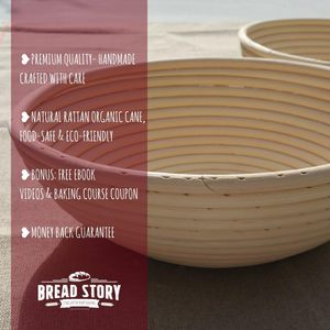 Ensemble de paniers à pain rond Banneton \ u2013 bol à pâte brotform en rotin fait à la main avec doublure en tissu, outils au levain cuisson Sup - Product Image 2