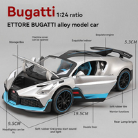 Coche de Metal Fundido a Presión a Escala 1:24, Bugatti DIVO con Sonido y Luz, Modelo de Coche de Juguete con Retroceso, Adorno Decorativo, Modelo de Supercoche