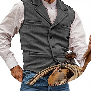 Nouvelle collection été – Gilet décontracté pour homme, coupe ajustée, col en V, anti-boulochage, avec fermeture éclair et détails boutonnés - Product Image 2
