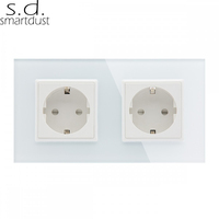 Prise murale européenne double à 4 broches Smartdust Euro 220V 16 ampères, verre trempé