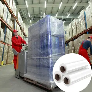 2024 envoltório elenco estiramento 18 mic filme stretch pallet cinta embalagem rolo filmes LLDPE filme stretch