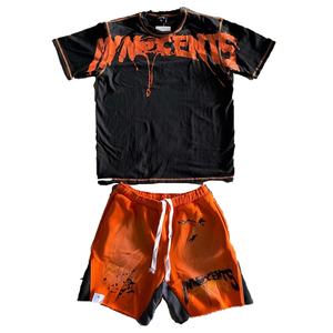 Custom Logo Design Casual Vintage Cotton Two-Piece Summer Suit for <b>Men</b>-Acid Wash Shorts and <b>T</b>-<b>Shirt</b> Set - Product Image 5