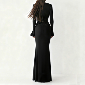 ชุดเดรสเซ็กซี่แขนกระดิ่งทรงเข้ารูปคอวีสำหรับผู้หญิงแบบใหม่ขายส่ง - Product Image 5