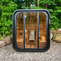 Sauna finlandais moderne en cèdre rouge pour 2 à 4 personnes, avec chauffage électrique infrarouge lointain 6KW, idéal pour villa.