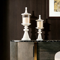 STONEKOCC Bougeoir en marbre de luxe moderne avec logo personnalisé, style vintage, ornement de table haut de gamme