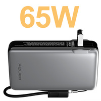 3-en-1 Portable étanche Ultra mince 10000mAh adaptateur de voyage chargeur de batterie externe AC USA/UK/Italie prise extérieure 65W Mobile