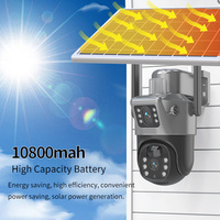 Caméra de sécurité solaire PTZ à double objectif pour extérieur, maison, villa, avec audio bidirectionnel, détection intelligente des personnes, vision nocturne couleur, Wifi