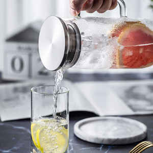 Carafe à eau froide Moritaka Faction en verre 2L, résistante à la chaleur, avec infuseur à fruits pour jus, lait, thé, usage domestique - Product Image 1