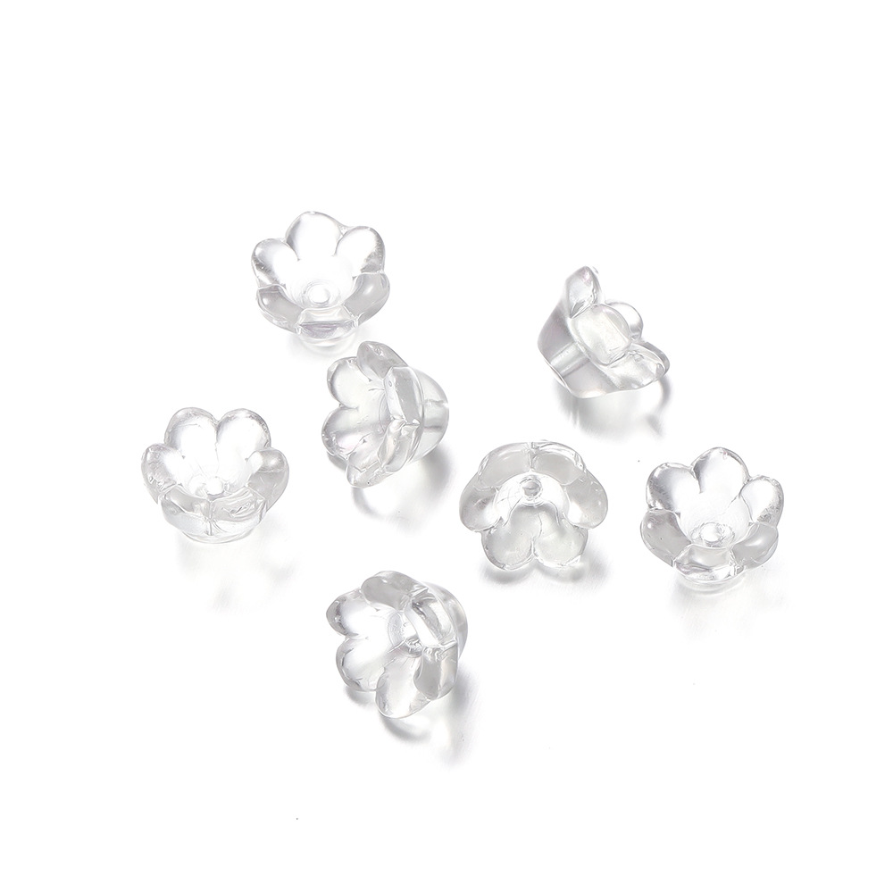 Glass flower beads - transparent