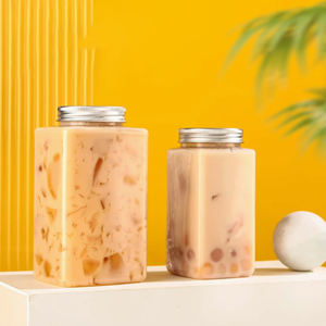 Botella Cuadrada de Plástico PET AMCROWN de 500 ml con Tapa de Boca Ancha, Sellada, de Grado Alimenticio para Leche, Té y Jugos, <span class=keywords><strong>AMC</strong></span>-B0058 - Product Image 3