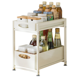 Pull Out Storage Rack Cabinet <b>Shelf</b> Kitchen Spice Drawer Tiered Organizer Rectangle Bolt <b>Inserting</b> Type Food Container - Product Image 5