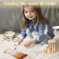 Baby Wooden Musical Instruments Set Neutral Color Montessori Musical Toy Preschool Education Learning Percussion Instruments Toy
