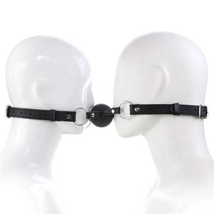 PU cuir Gag Couple partage jeu de trio balle solide jouet sexuel fléau BDSM Bondage flirtant prise de bouche réglable - Product Image 1