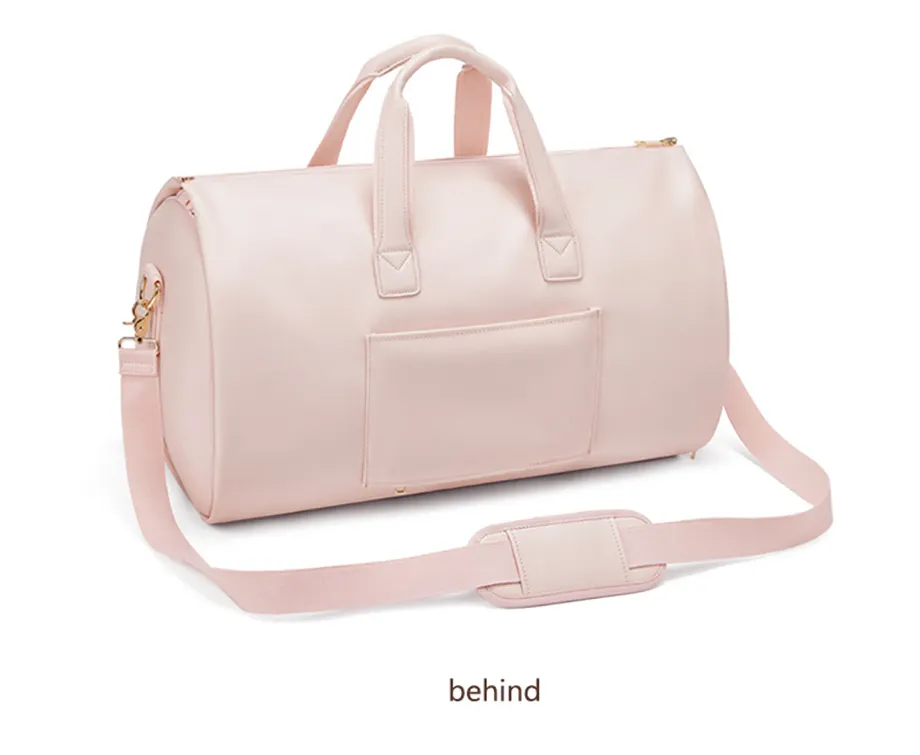 Shoulder Convertible Foldable Fashion Garment Bag Pink women Duffel Custom LOGO Travelling Suit Bags