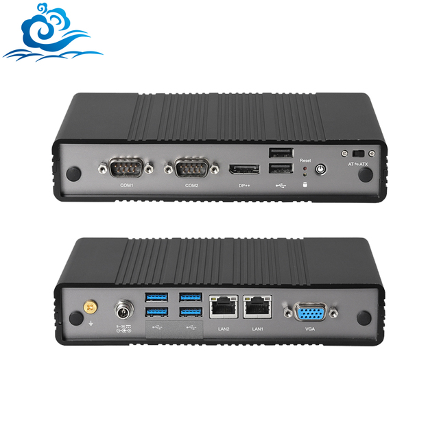 HelorPC Fanless MINI PC Intel Atom E3940 2 RS232 COM VGA DP1.4 MINI PCIE Industrial Fanless Mini Computer PC for Industry