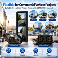 Moniteur de caméra de véhicule à double objectif 12,3 pouces 2CH 1080P AHD avec écran partagé DVR, caméra IP69K 12-36V pour système OEM de flotte de camions et bus