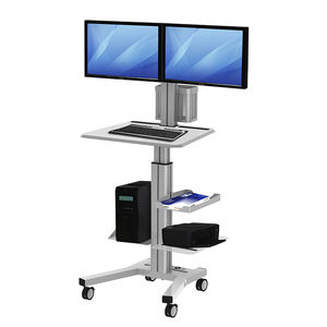 Zwart/Zilver Gas Lift Mobiele Computer Werkstation Met Dubbele <span class=keywords><strong>Monitor</strong></span> 10-24" - Product Image 1