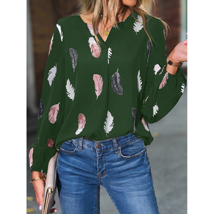 T-shirt da <span class=keywords><strong>donna</strong></span> in <span class=keywords><strong>chiffon</strong></span> con stampa a maniche a pipistrello e scollo a V, vestibilità ampia, per primavera ed estate - Moda - Product Image 2
