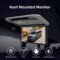 Moniteur de voiture Android 21,5 pouces rabattable pour montage au plafond, 1920*1280, Android 14, WiFi, télécommande, écran d'affichage TV pour montage au plafond