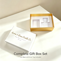 Boîte cadeau rectangulaire rigide en carton blanc écologique personnalisée avec logo en feuille d'or, emballage de luxe en papier pour bougie parfumée et diffuseur à bâtonnets