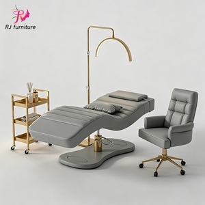 Unique Design Orange Leather Adjustable Height Eye Lash Salon Bed Modern Salon Furniture Set Massage Table Bed with <b>Stool</b> - Product Image 2