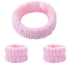 Ensemble de bandeaux et bracelets de sport et de maquillage tendance, bandeau en polaire corail élastique pour femme, idéal pour le spa et le lavage du visage - Product Image 4