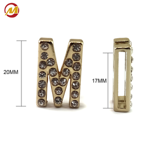<b>Light</b> Gold Metal Slider Letters with Rhinestones DIY Custom <b>Name</b> Letter Sliders for Amulet Dog Collar Decoration - Product Image 3