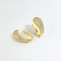 Bijoux de mode à la mode minimaliste sans pièce manchette d'oreille en zircon complet boucles d'oreilles en laiton plaqué or 18 carats moins cher