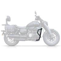 Accessoires QJMotor SRV400 V2 (Flash 400) : Barre de protection avant, dossier pliable, sacoches latérales en toile et support de coffre arrière