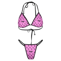 Hot Mini Bikini Ensemble Taille Haute String Maillots De Bain Logo Personnalisé Micro String D'été Femmes Blanc Imprimé À Lacets Deux Pièces Maillot De Bain