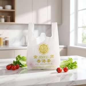 Bolsa de Plástico Transparente Desechable con Logotipo Impreso, Bolsa de Plástico Tipo Camiseta para Supermercados y Tiendas de Comestibles - Product Image 1