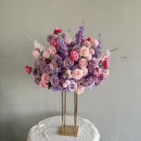 Décoration de mariage, décoration de table, boule de fleurs artificielles violettes, centre de table de mariage, fleurs