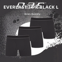 Everlast Lot de 3 Boxers Trunks Homme Noir Uni en Coton Mélangé Tricoté à Séchage Rapide ODM