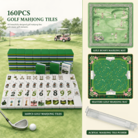 Jeu de tuiles de Mahjong sur le thème du parcours de golf, 160 tuiles, acrylique, qualité professionnelle, luxe moderne, logo personnalisé, OEM, résistant à l'eau