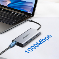 Stasiun Dok Komputer Lima-Dalam-Satu USB 3.0 USB-C ke USB 3.0 2.0 Hub Transmisi Kecepatan Tinggi Stasiun Dok Paduan Aluminium