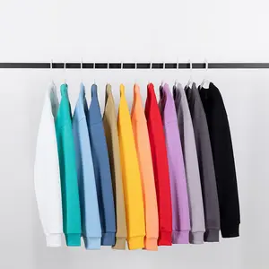 Custom Logo Cotton Long Sleeve Unisex Blank Crewneck Sweatshirts Drop Shoulder Pullover Sweatshirt