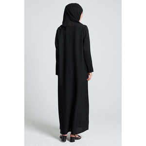 Nero elegante ufficio signora manica lunga abito con colletto quadrato dimensione libera modello solido un pezzo di Design leggero prezzo a buon mercato - Product Image 2