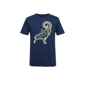 T-shirt à manches courtes et col rond en tissu TC n°34S/J150-160gsm, bleu marine, avec un motif imprimé sur le devant - Product Image 1