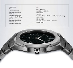 Sang Trọng Thép Không Gỉ Miyota Phong Trào Đồng Hồ Đeo Tay Màu Xám Bầu Trời Đầy Sao Quay Số Đồng Hồ Đeo Tay Thạch Anh Không Thấm Nước Siêu Mỏng Đồng Hồ Cho Người Đàn Ông - Product Image 2