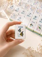 Jeu de Mahjong américain en acrylique 160 pièces motif Côte Corallienne, tuiles de Mahjong cyan 4 couches pour divertissement et rassemblement