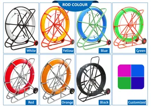 6mm 100m fiberglas Fiber ekipmanlar Frp kablo çekme İtici çubuk boru yılan Rodder